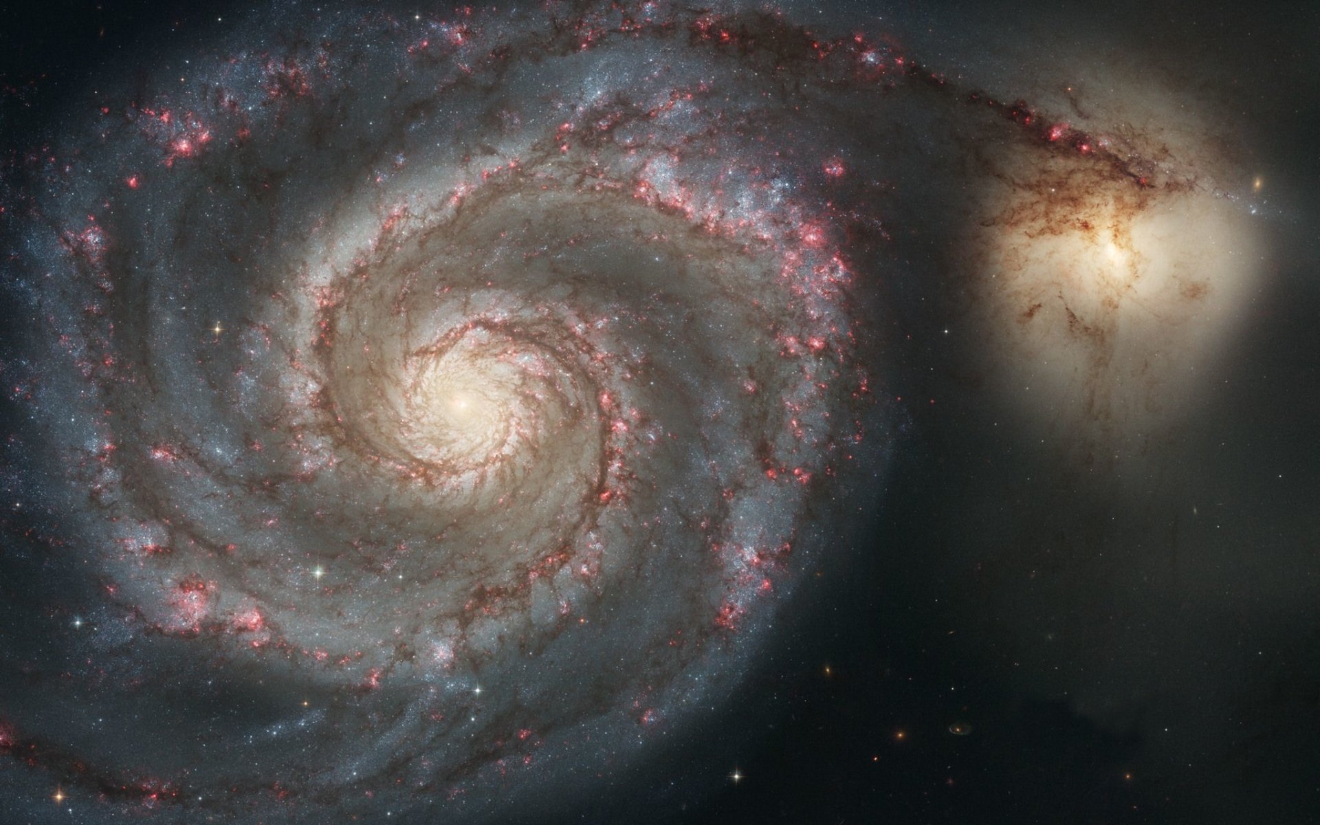 Spiral galaxy with glowing core and bright arms, set against a dark space background, evoking a vivid sci-fi cosmic scene.