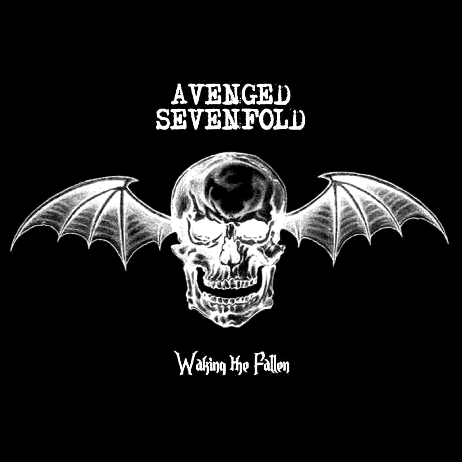 Avenged Sevenfold logo featuring a winged skull with Waking the Fallen text on a black background.