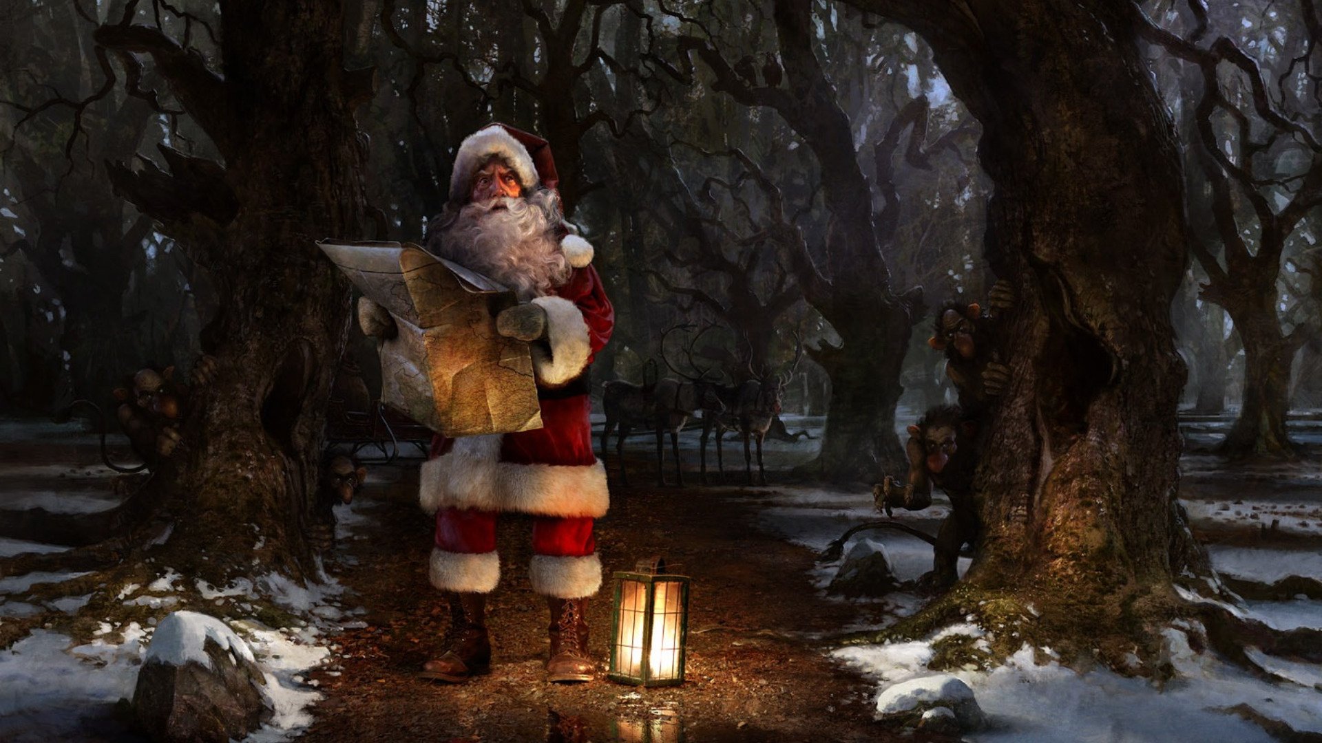 Download Dark Troll Santa Reindeer Holiday Christmas Art