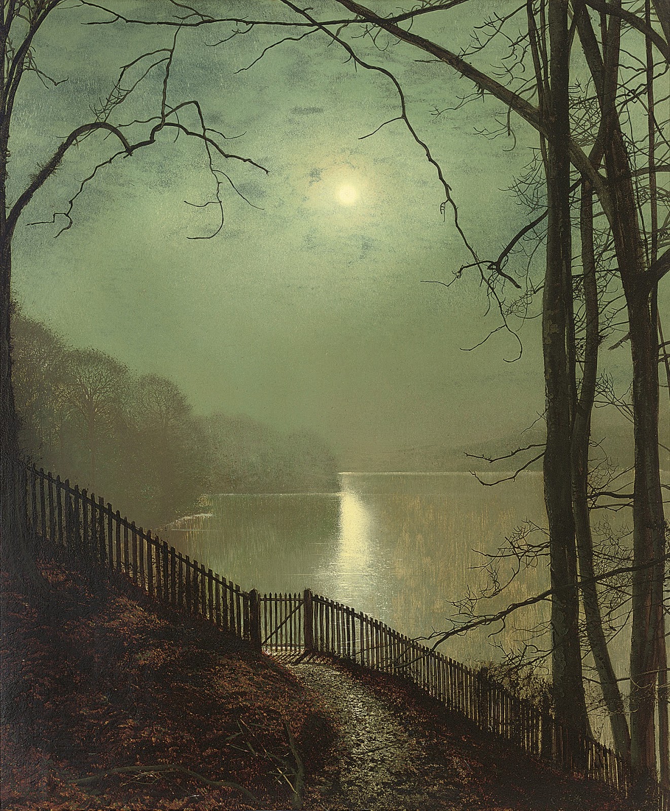 Moonlight on the lake, Roundhay Park, Leeds 1872 by John Atkinson Grimshaw