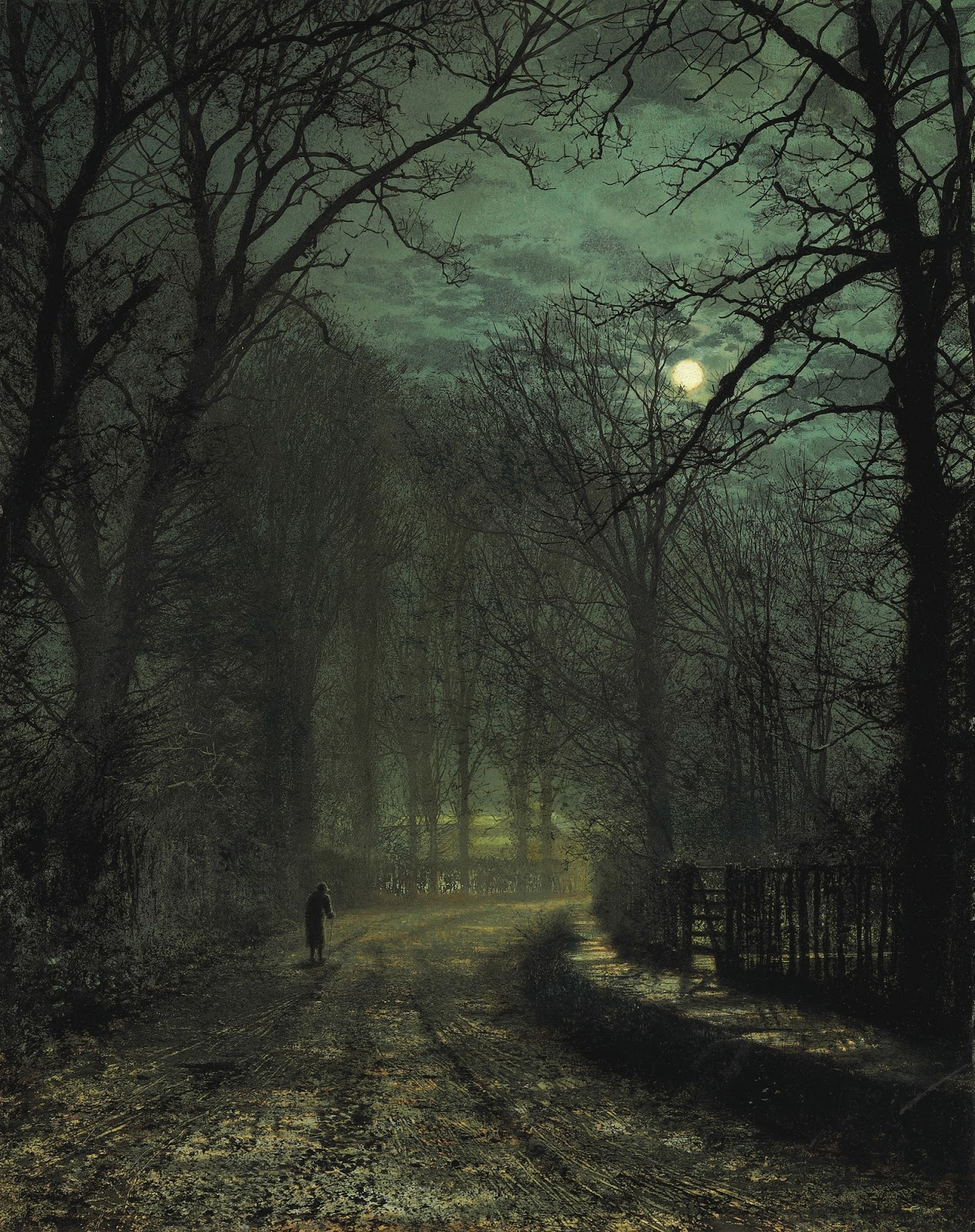A Yorkshire Lane in November 1873 by John Atkinson Grimshaw