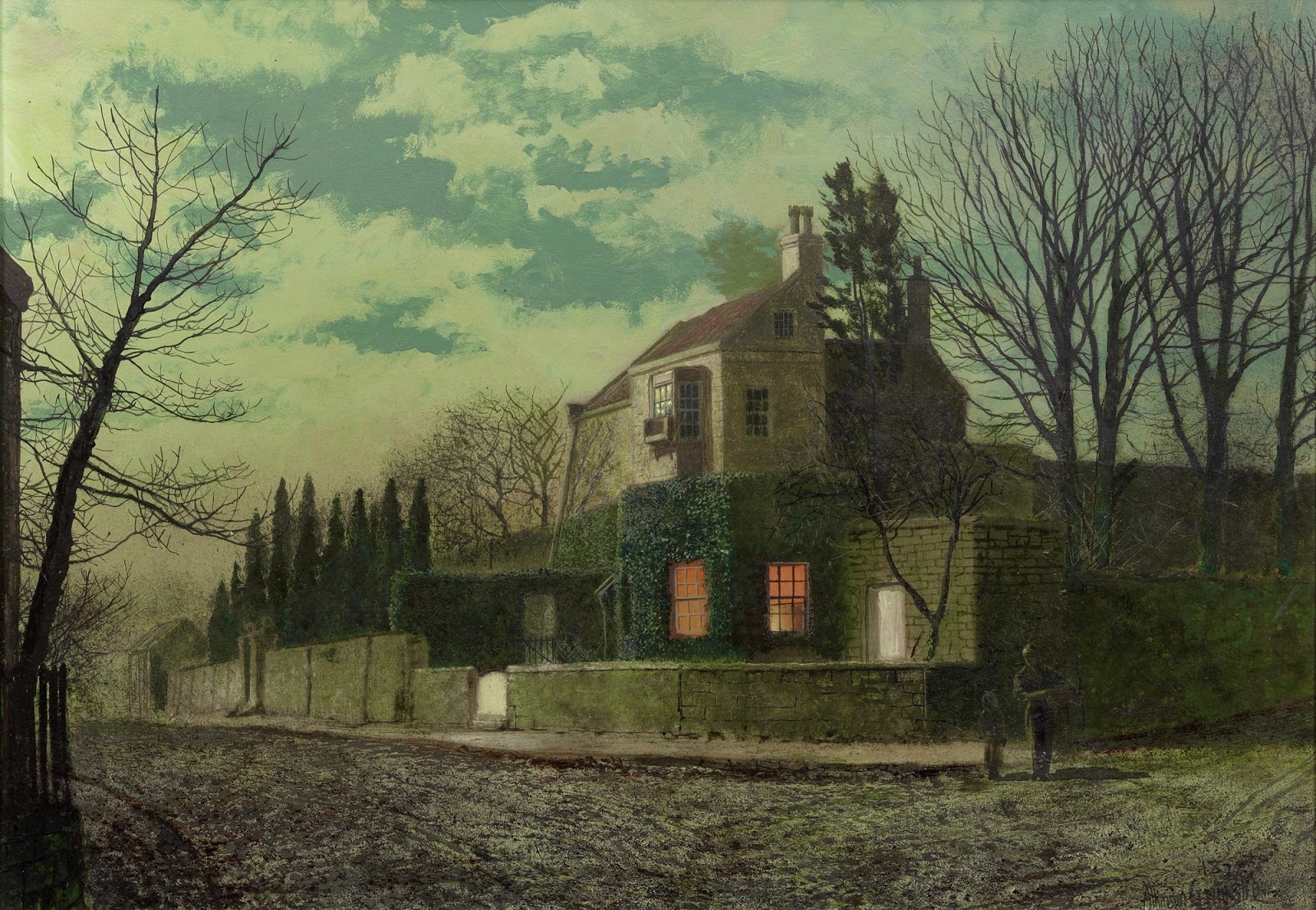 Yew Court, Scalby by Twilight 1877 by John Atkinson Grimshaw