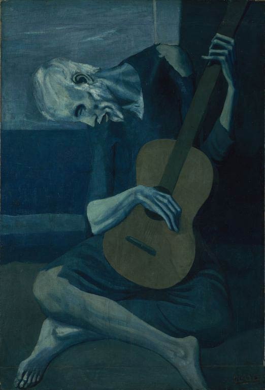 The Old Guitarist, Pablo Picasso, Oil on panel, 1903