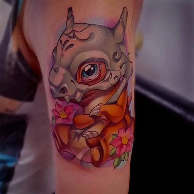  Beautiful Cubone Tattoo by Steven Compton from Red Dagger Tattoo, Houston