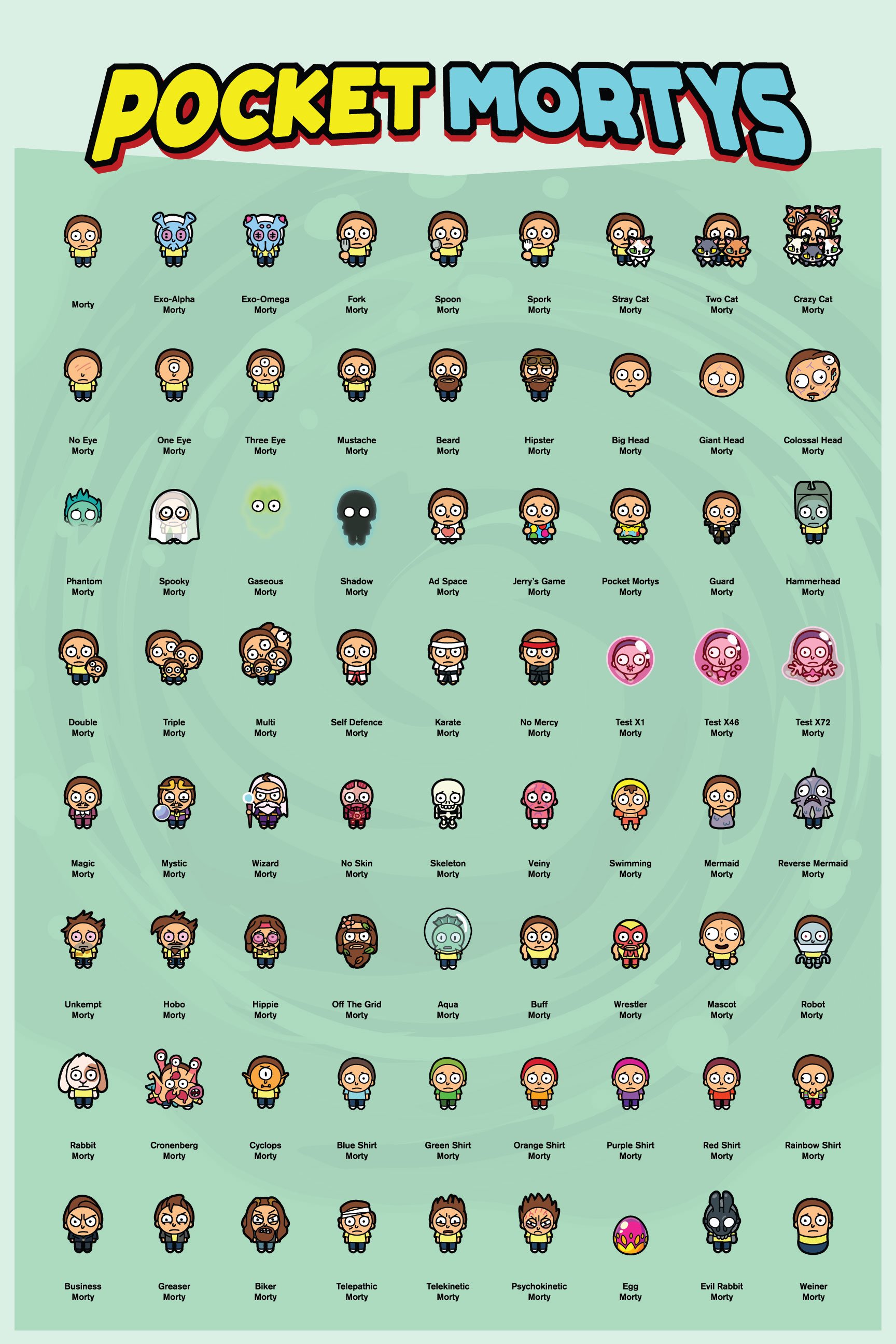 Download Video Game Rick And Morty: Pocket Mortys Pocket Mortys Characters Animated Art