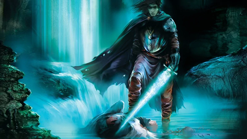 waterfall necklace warrior cape fantasy weapon sword video game Heroes Of Annihilated Empires fantasy warrior Image