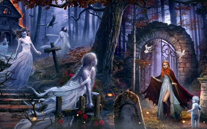  Child Ghosts in Graveyard by Dusan Markovic