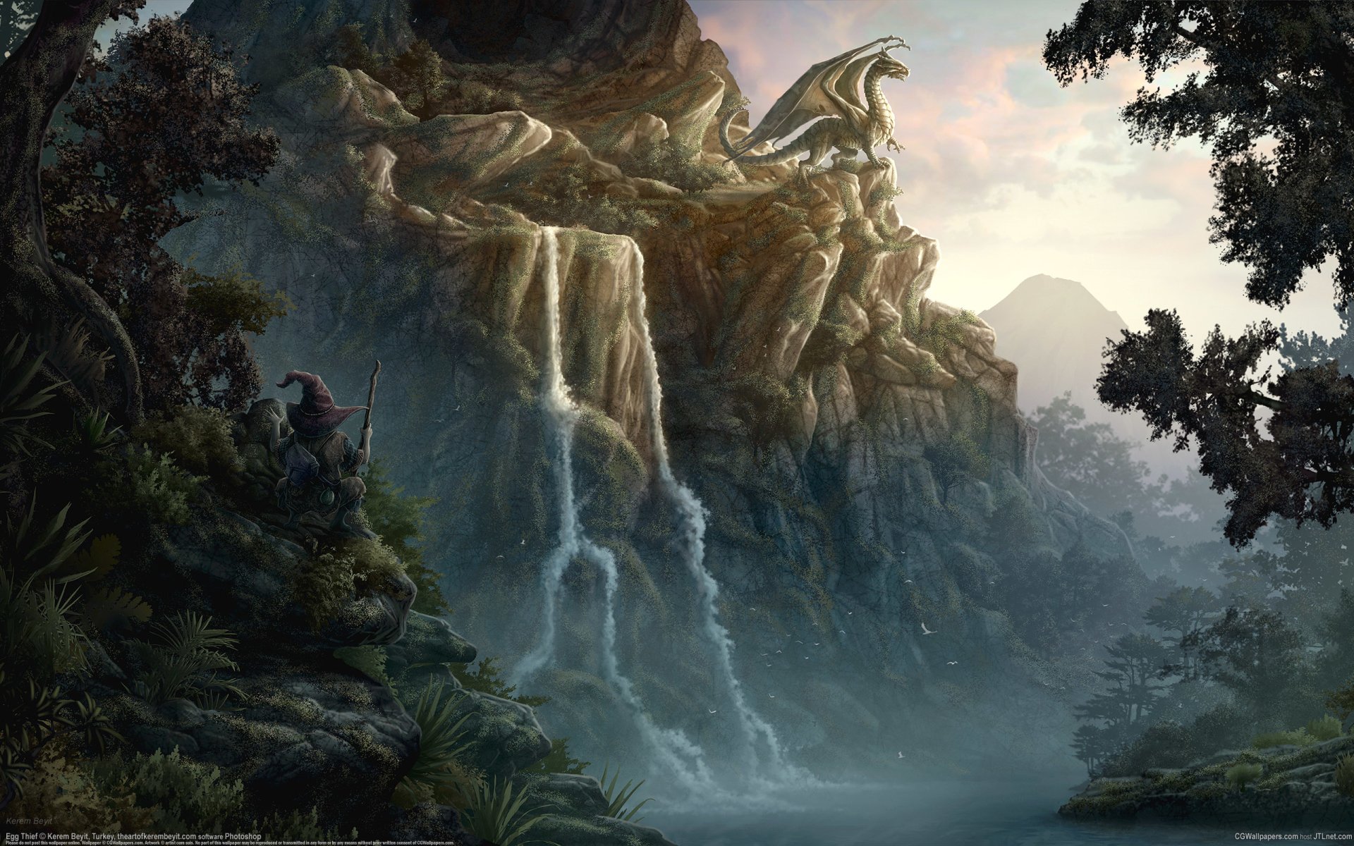 Download Waterfall Dragon Fantasy Landscape Fantasy Landscape Art