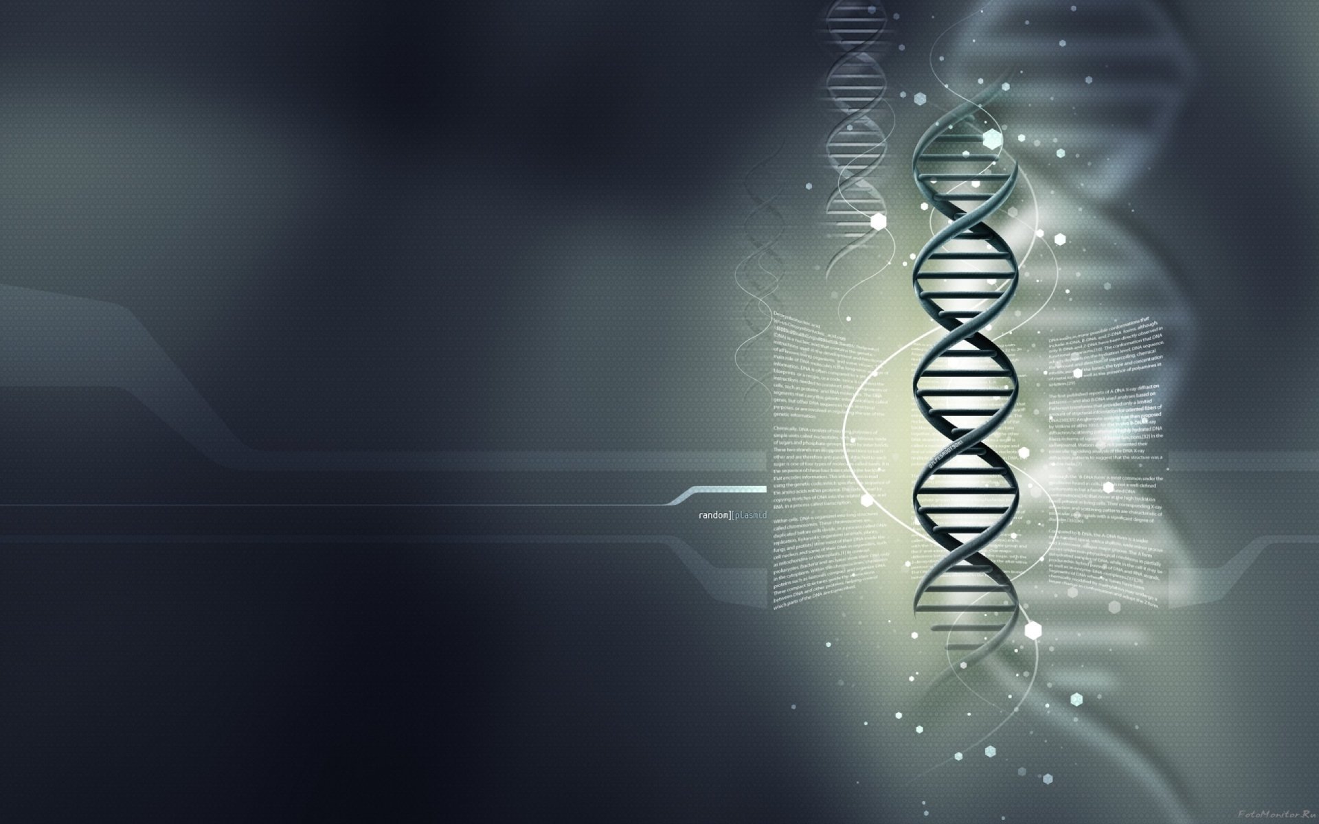 Abstract artistic depiction of a glowing DNA double helix entwined with digital circuitry and soft light against a dark, atmospheric background.