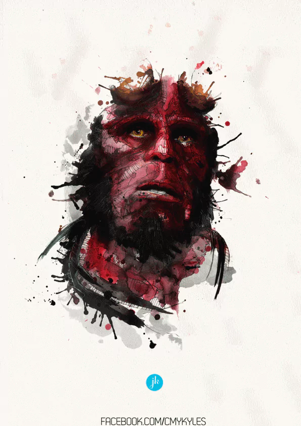 Hellboy movie Hellboy (2004) illustration watercolor Image