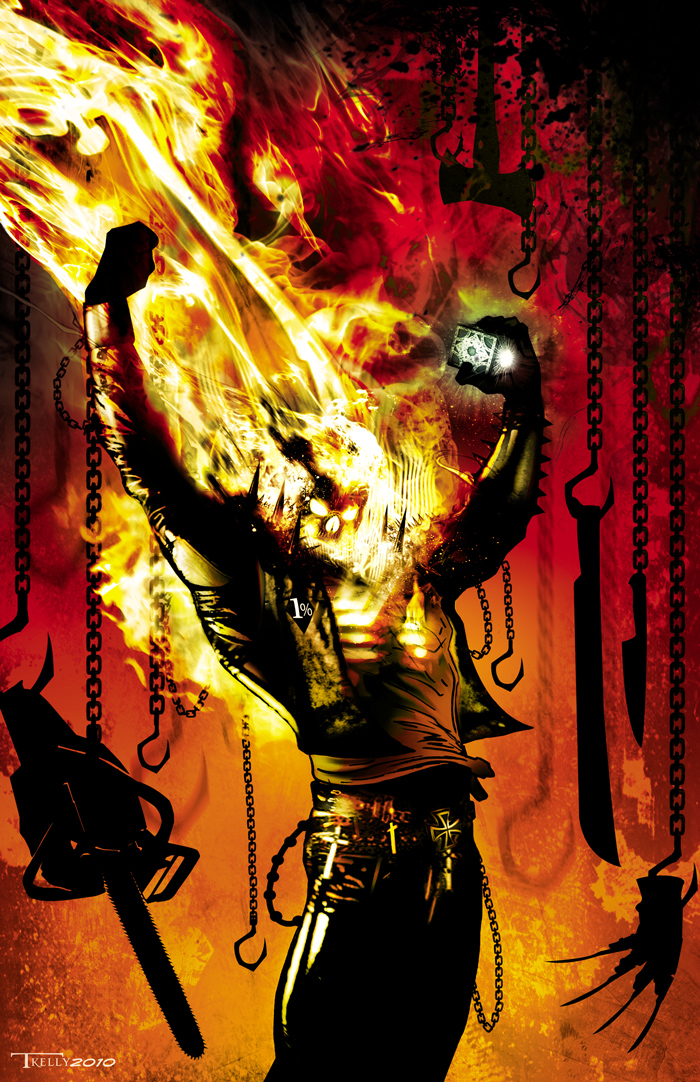 Download Comic Ghost Rider Fire Chain Digital Art Art