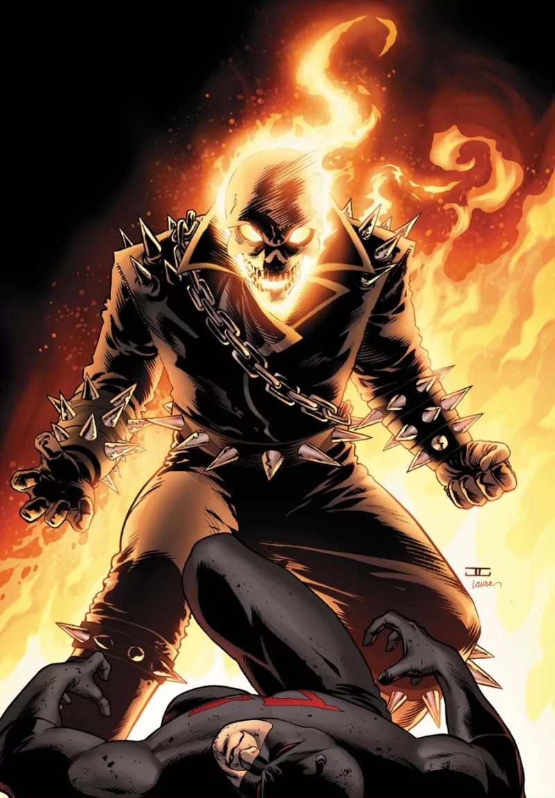 Comic Ghost Rider superhero fiery battle Image