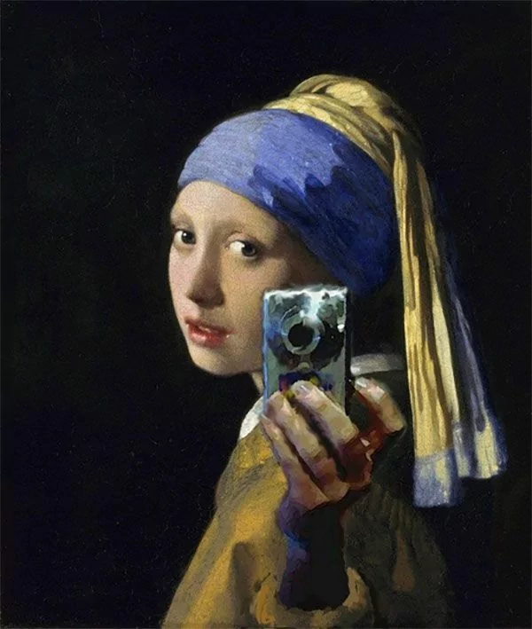 funny portrait modern art Self Portrait Girl with a Pearl Earring Image