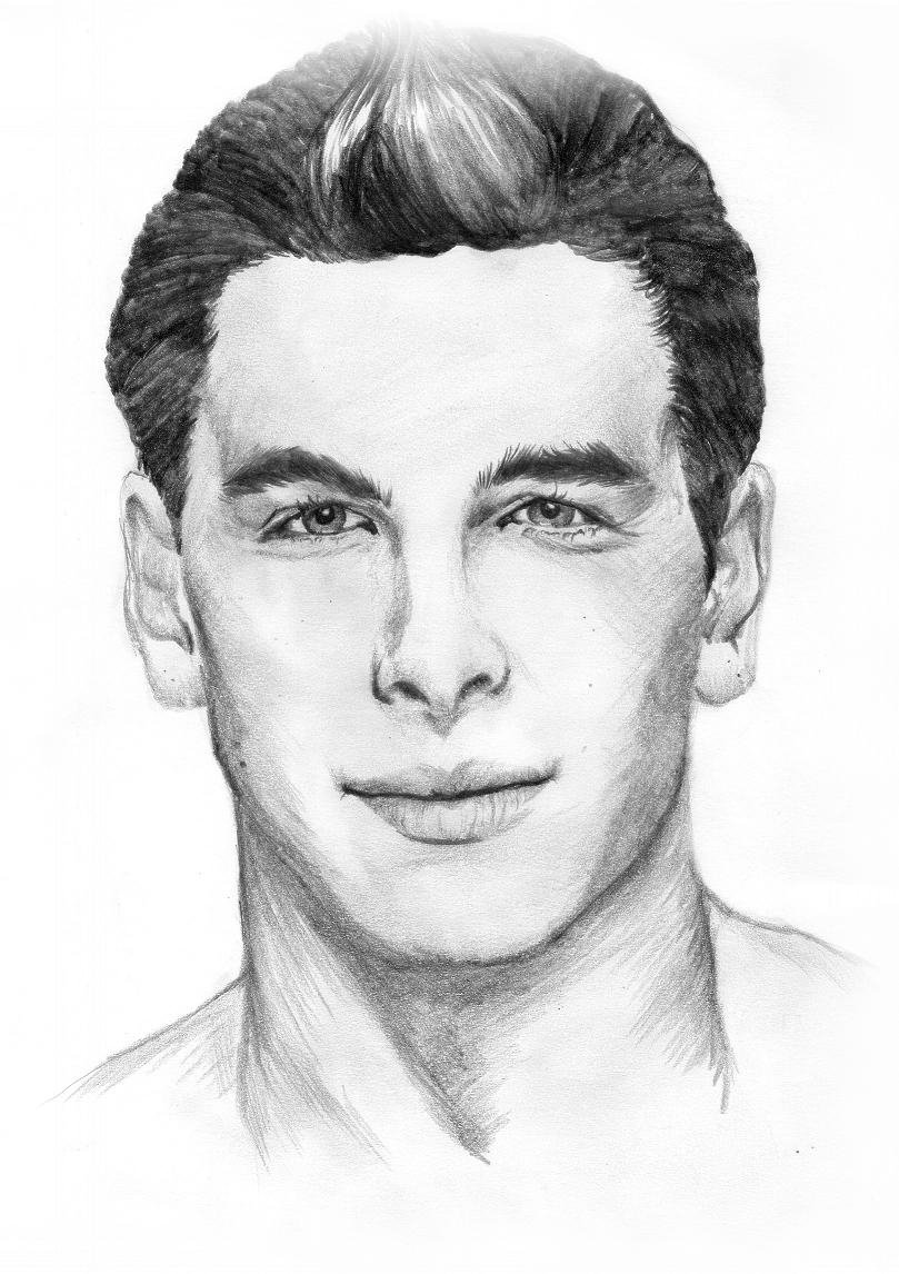 A detailed pencil sketch of celebrity Mario Casas, showcasing his distinctive features and charming expression. The artwork captures his likeness with impressive realism.