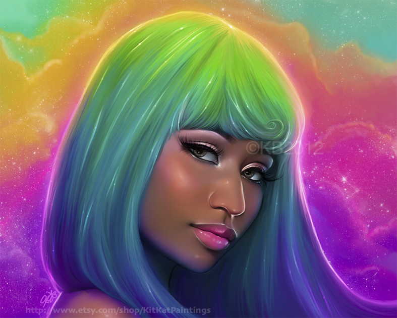 Download Music Nicki Minaj Digital Art Portrait Colorful Hair Art