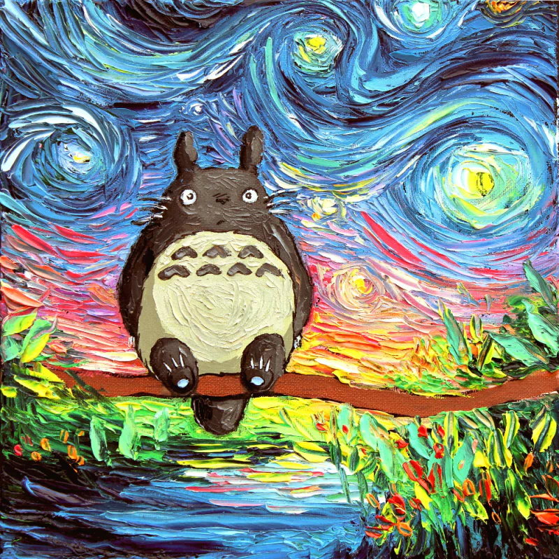 Anime My Neighbor Totoro Totoro (My Neighbor Totoro) starry night painting Image