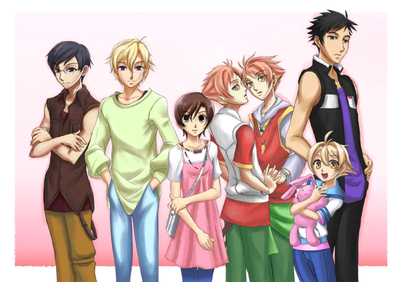 Anime Ouran High School Host Club Group illustration colorful Image