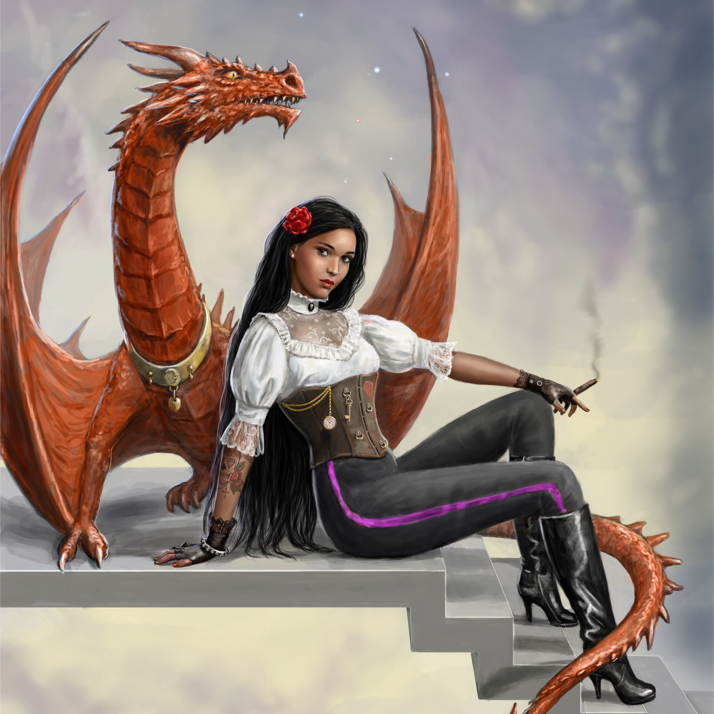 Fantasy Girl and Dragon by Gordon Napier