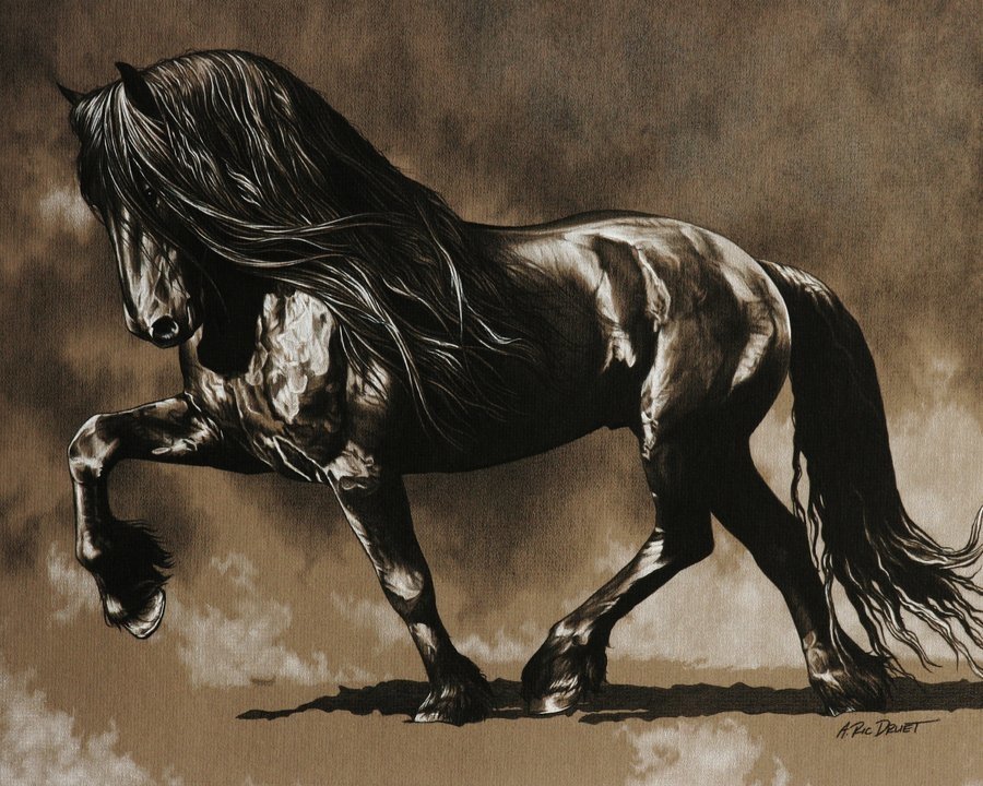 black horse painting