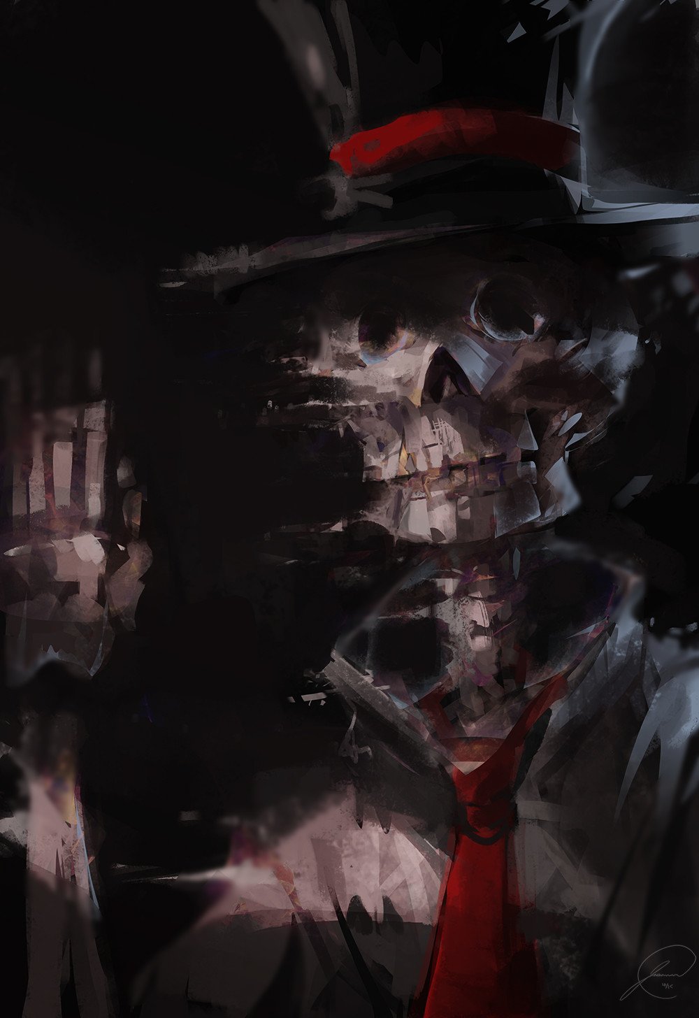 Download Dark Tie Hat Skeleton Art