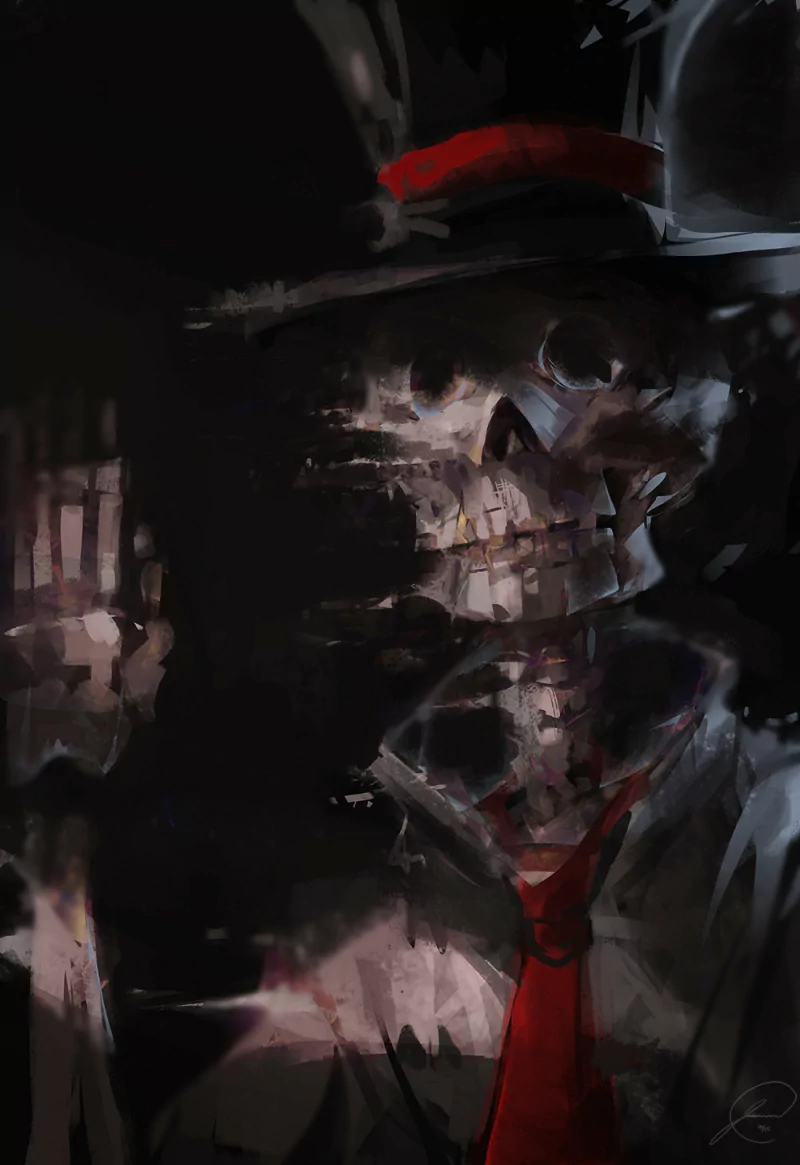 dark tie hat skeleton Image