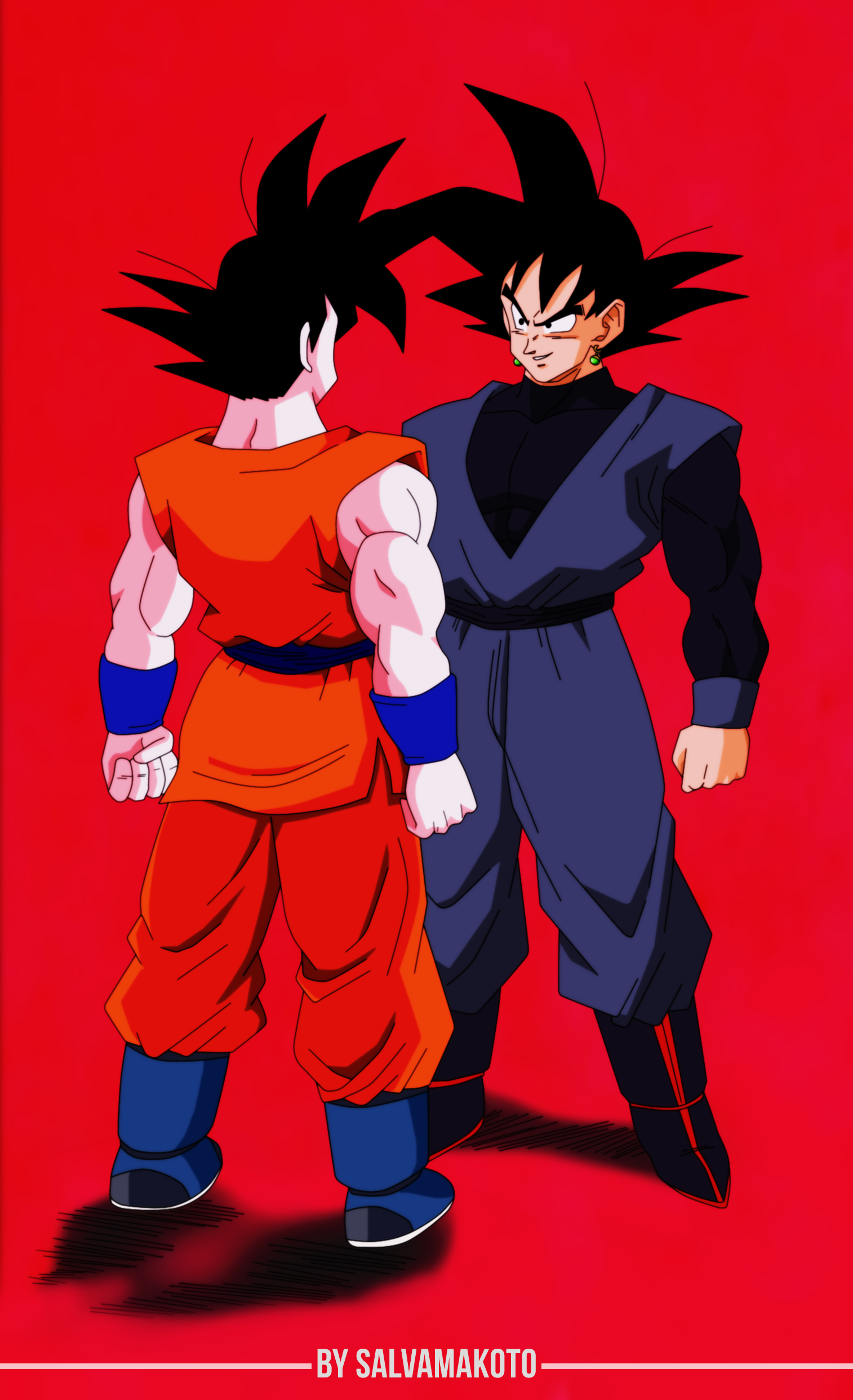 Goku VS Black Goku (90's Art Style) by Salvador Vera