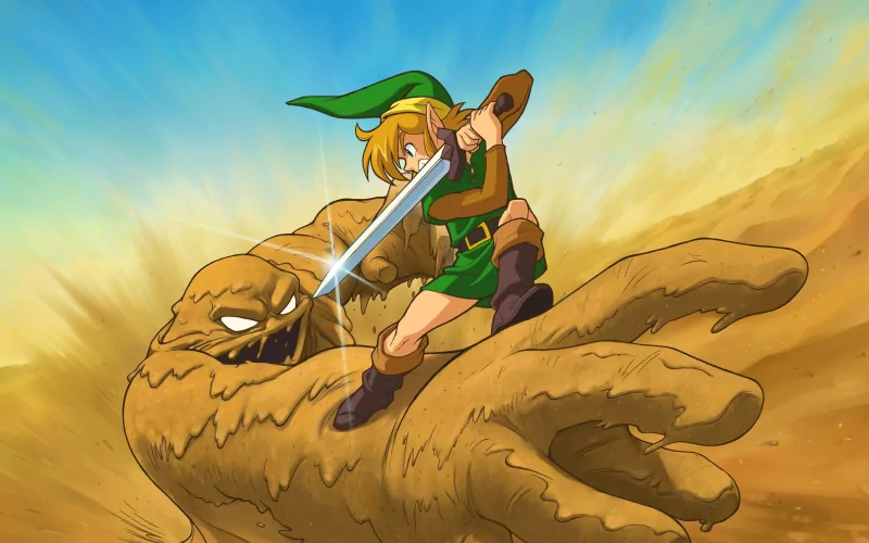 Young Link fight sand Link The Legend of Zelda Nintendo video game The Legend of Zelda: A Link to the Past Image