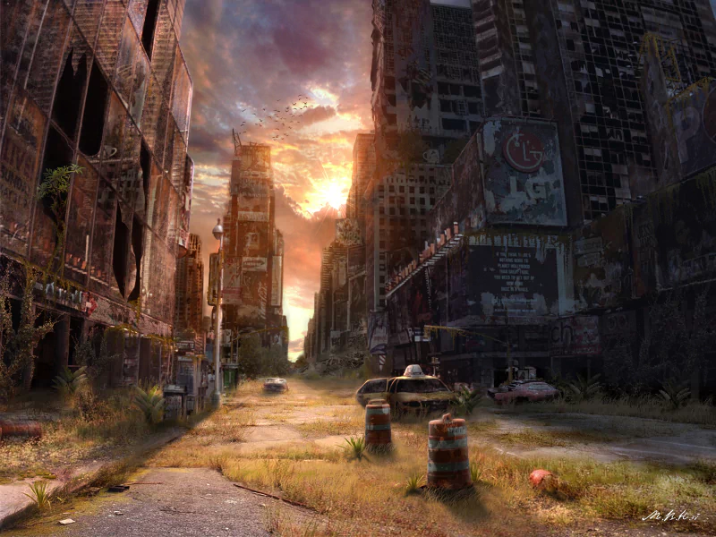  Post-Apocalyptic Times Square in New York City by Vladimir Manyuhin