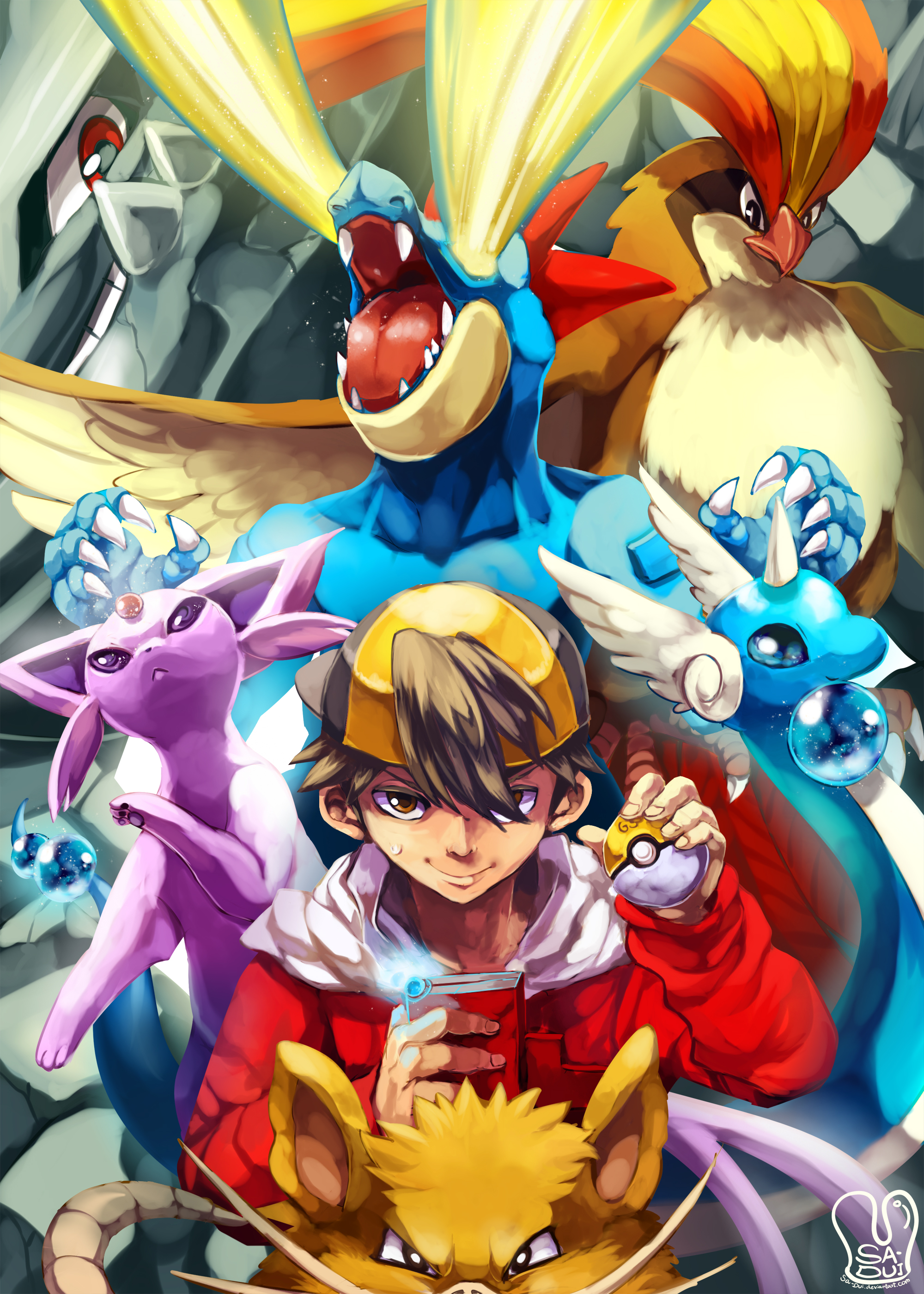 Ethan and his Pokemon by Sa-Dui