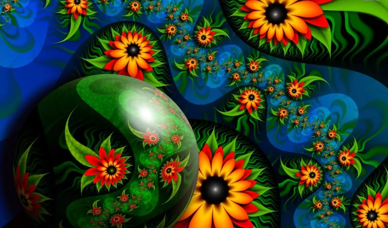  Abstract Black-Eyed Susans