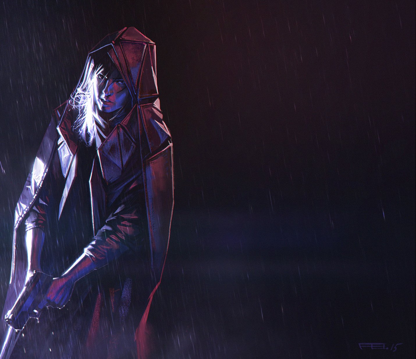 Download Sci Fi Woman Warrior Rain Hooded Figure Art