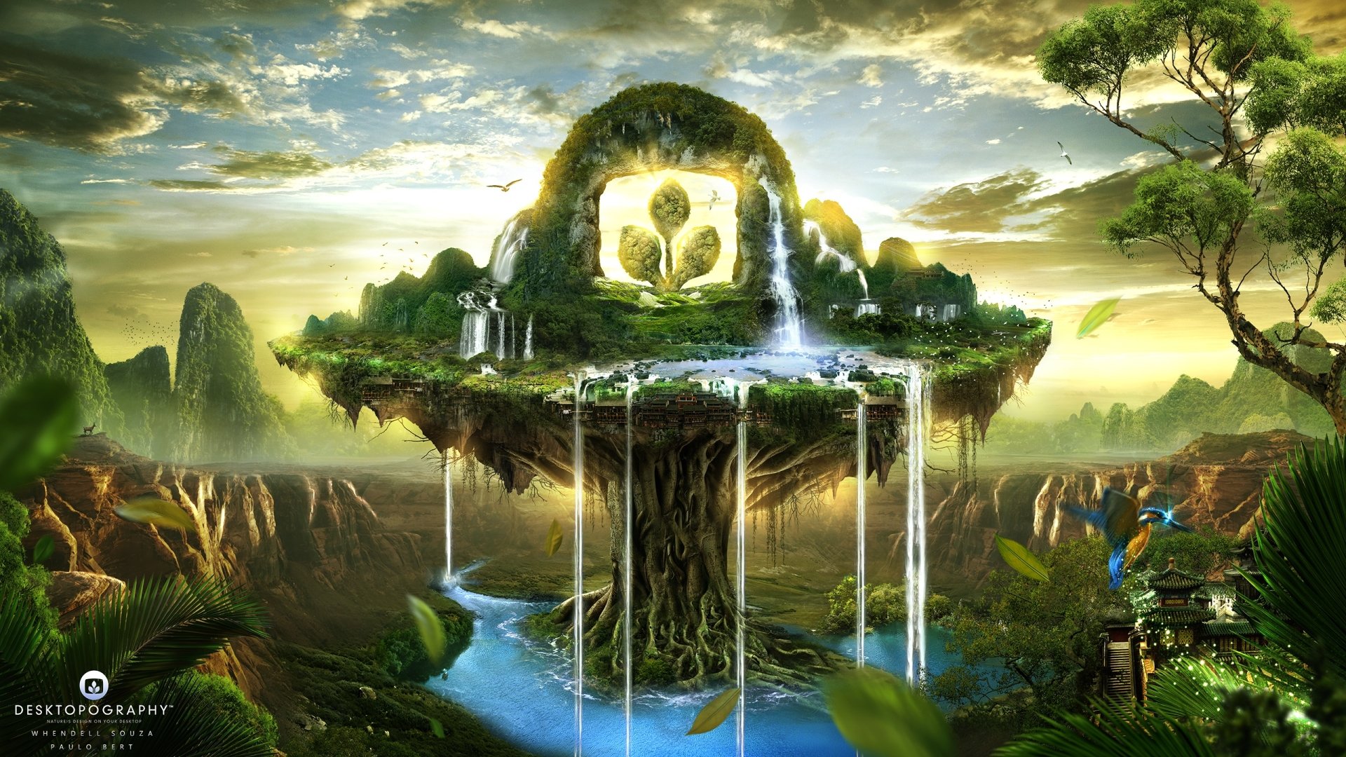 Download Waterfall Landscape Fantasy Artistic Desktopography Fantasy Landscape Art