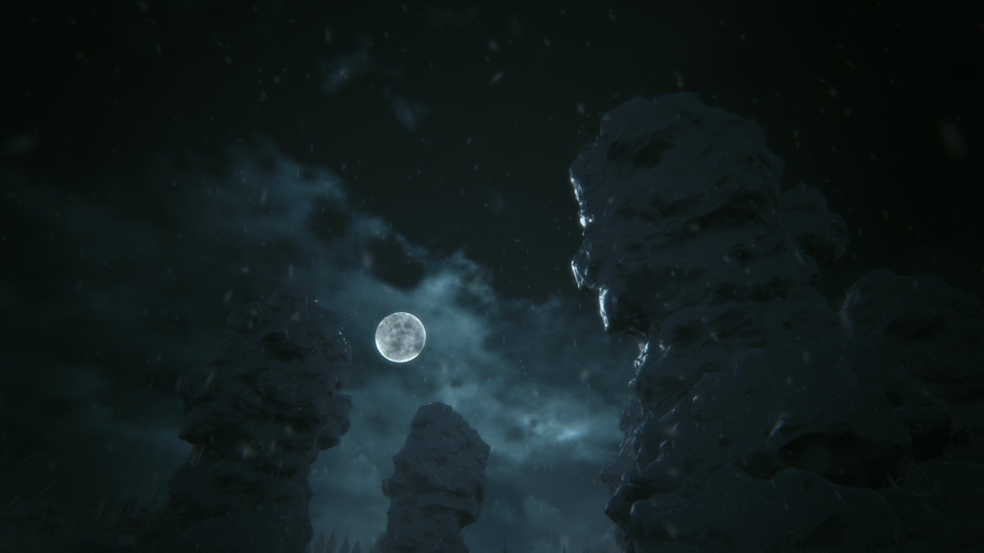 Download Night Mountain Moon Video Game KHOLAT Art