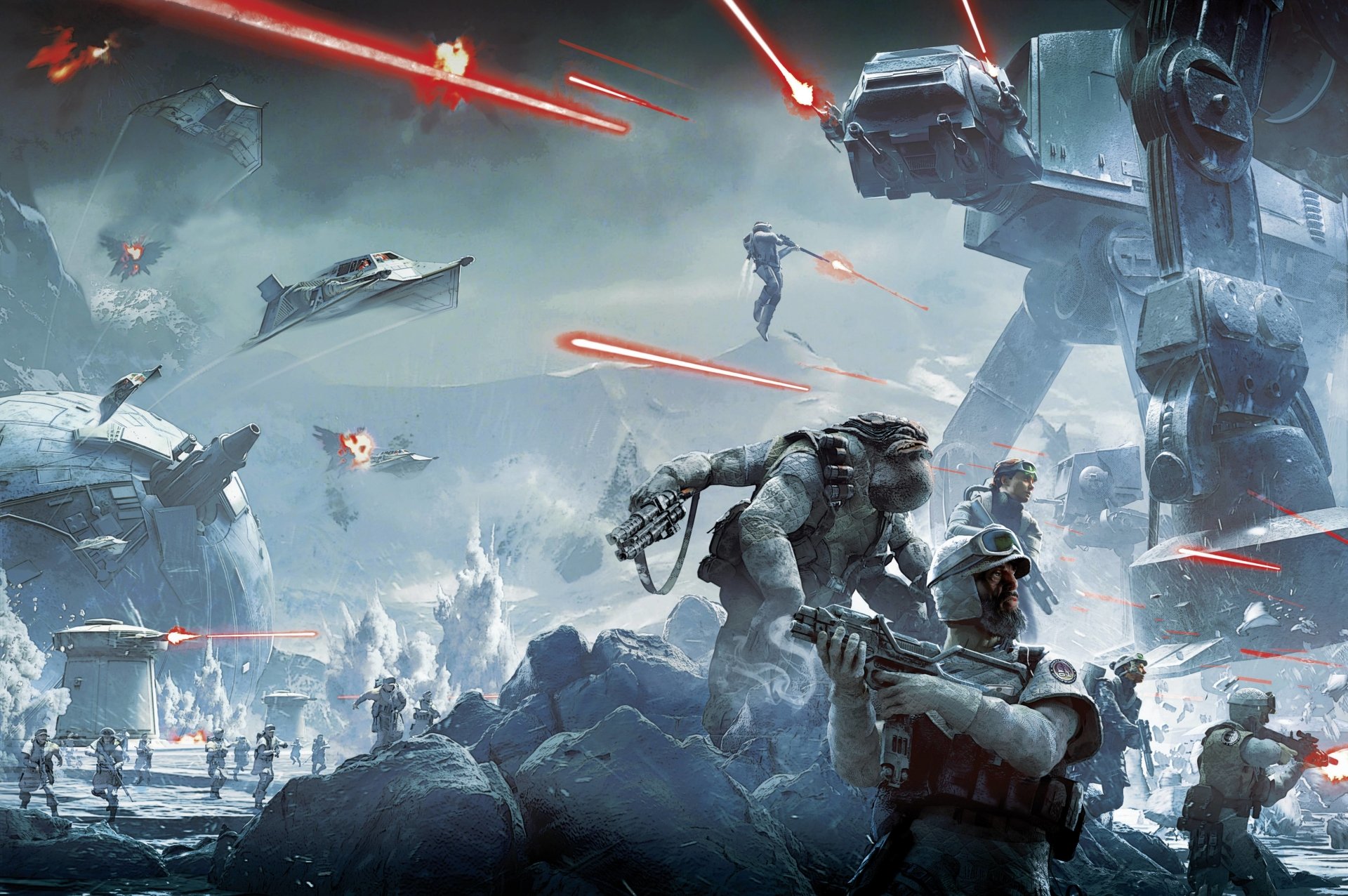 Download Soldier Weapon Warrior Spaceship Battle AT-AT Walker Video Game Star Wars Battlefront (2015) Art