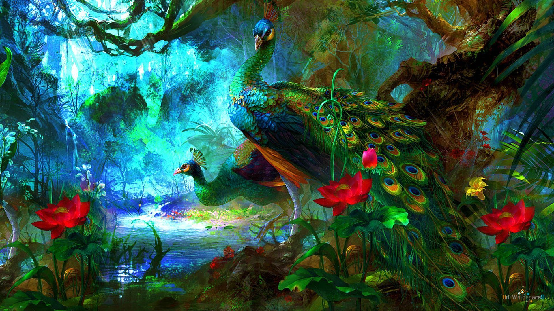 Peacocks in Enchanted Forest