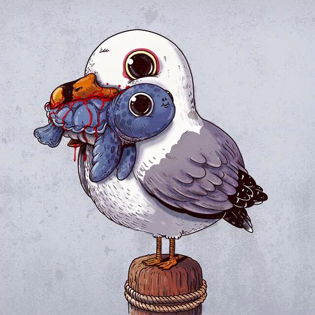  Nature Noms Seagull+Turtle by Alex Solis