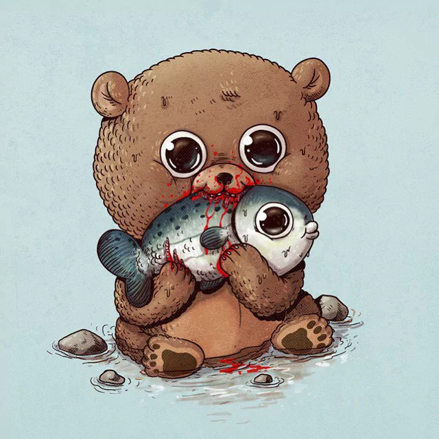  Nature Noms Bear+Fish by Alex Solis