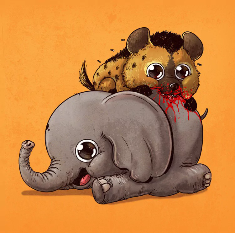  Nature Noms Hyena+Elephant by Alex Solis