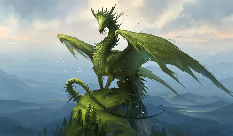 green fantasy dragon green dragon Image
