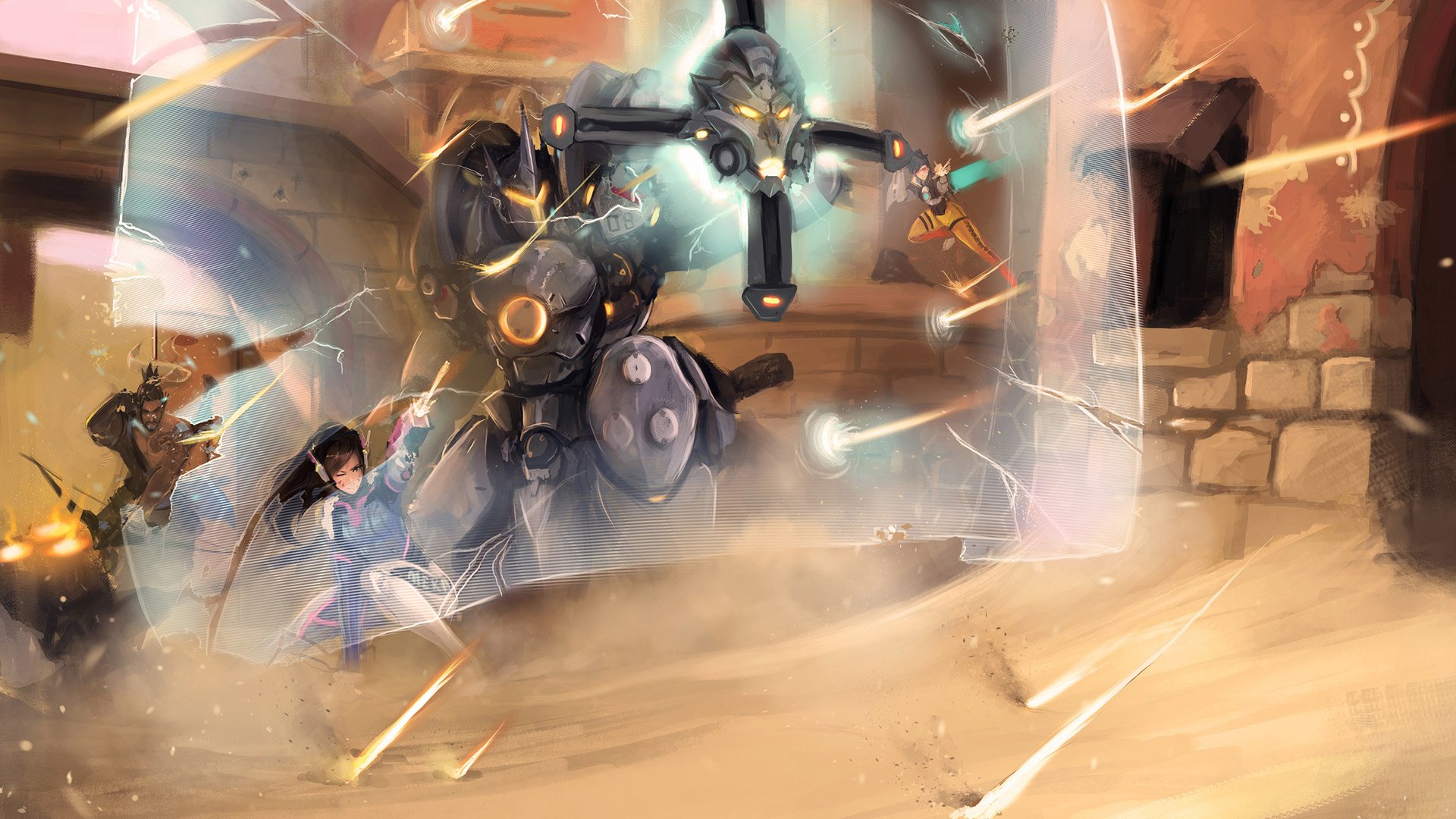 Download Hanzo (Overwatch) Reinhardt (Overwatch) D.Va (Overwatch) Tracer (Overwatch) Video Game Overwatch Art