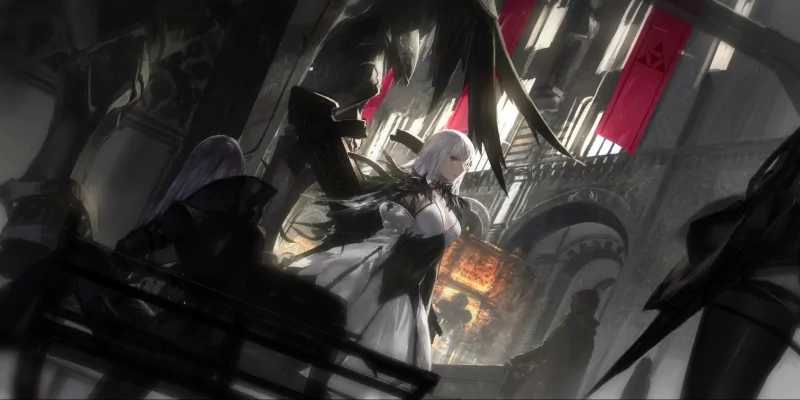 grey eyes white hair long hair Anime Pixiv Fantasia Image
