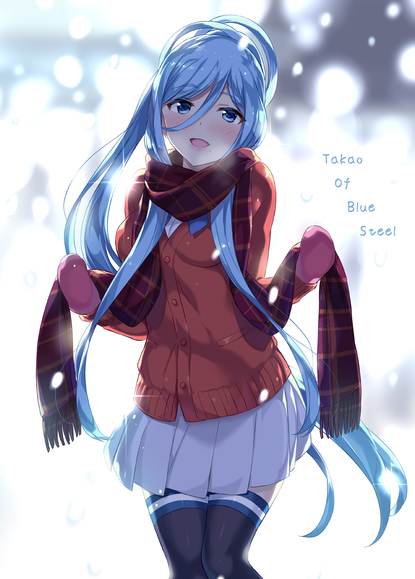 Download Winter Snow Skirt Blue Eyes Blue Hair Long Hair Takao (Arpeggio Of Blue Steel) Anime Arpeggio Of Blue Steel Winter Anime Art