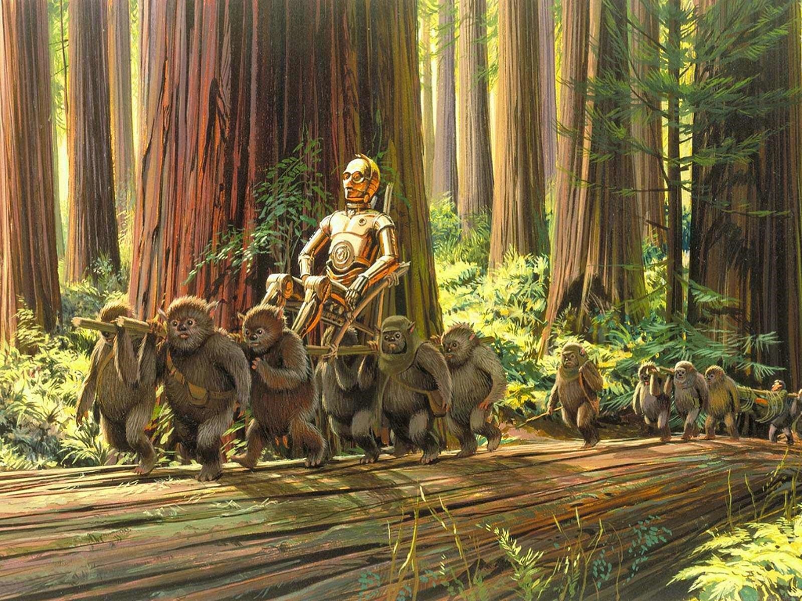 Download Ewok C-3PO Sci Fi Star Wars Art