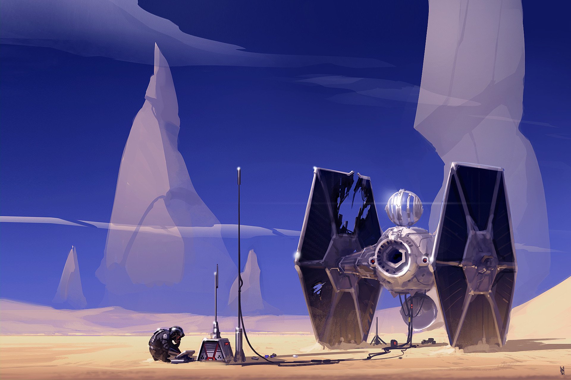 Download Pilot Desert TIE Fighter Sci Fi Star Wars Art