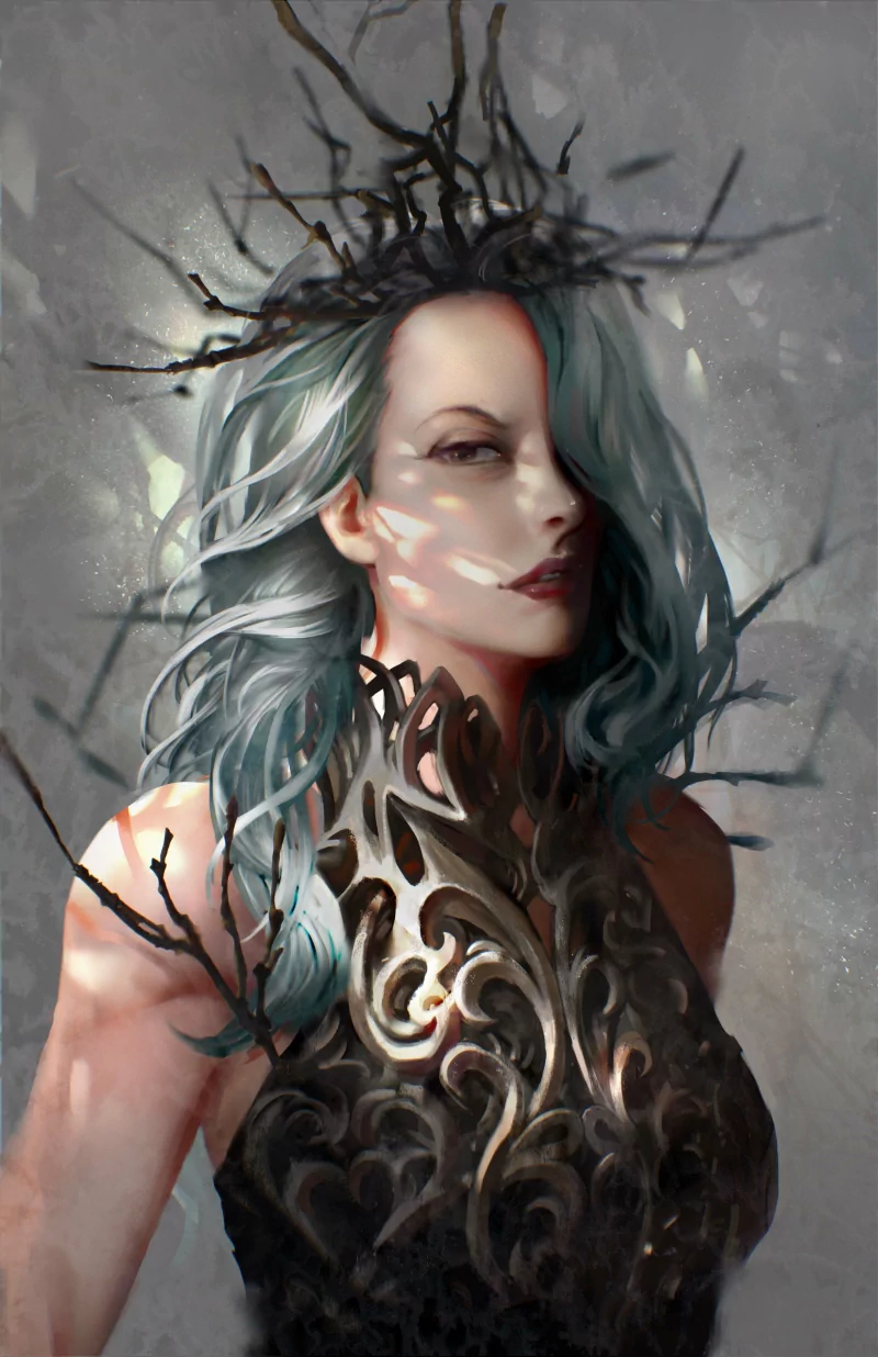 long hair blue hair fantasy woman Image